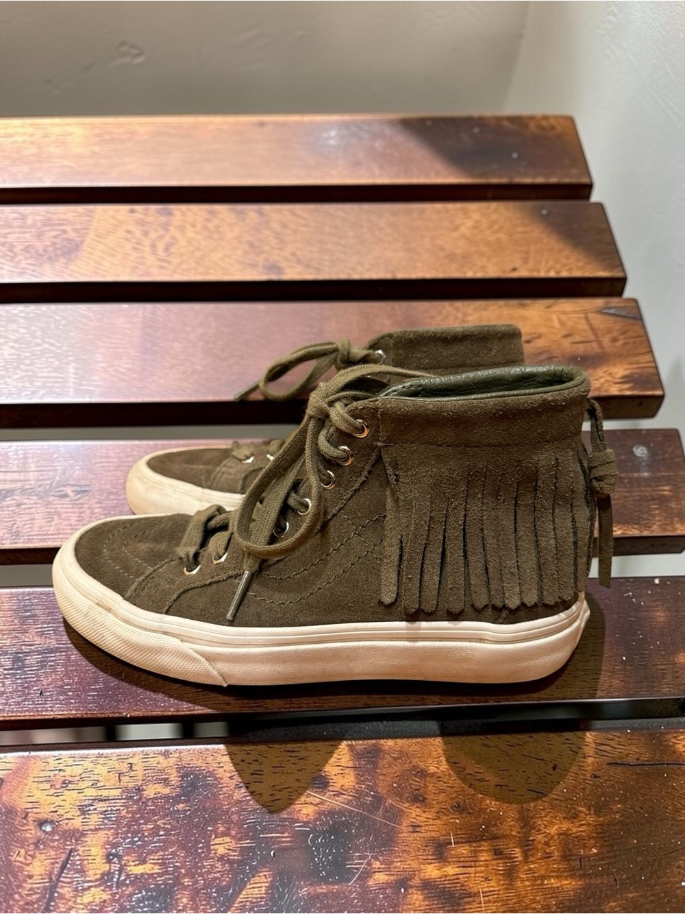 Vans Olive Green Sk8-Hi Moccasins Sneakers Like New